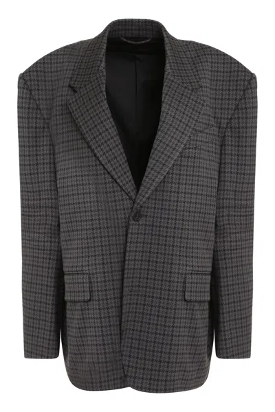 Balenciaga Single-breasted One Button Jacket In Gray