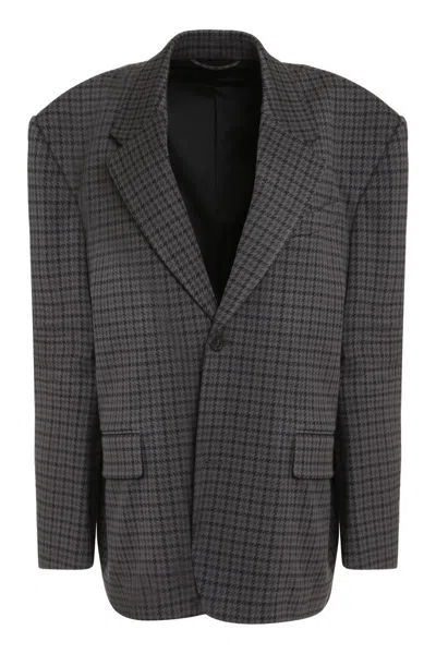 Balenciaga Single-breasted One Button Jacket In Gray