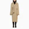 Balenciaga Cotton Trench Coat In Beige