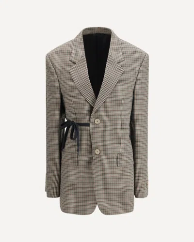 Balenciaga Tailored Wrap Jacket With Checkered Design For Women In Green