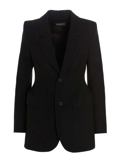 Balenciaga Single-breasted Wool Jacket In Black