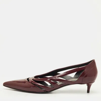 Pre-owned Balenciaga Size 37 Burgundy Patent Leather Pumps
