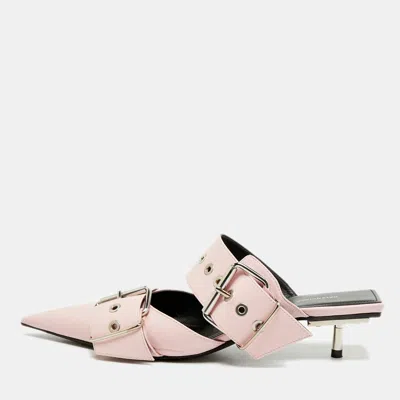 Pre-owned Balenciaga Size 37 Pink Leather Pointed Toe Mules