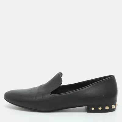 Pre-owned Balenciaga Size 39 Black Leather Studded Loafers