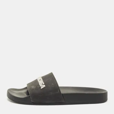 Pre-owned Balenciaga Size 39 Black Rubber Pool Slides