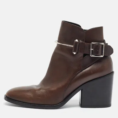 Pre-owned Balenciaga Size 40 Brown Leather Buckle Ankle Boots