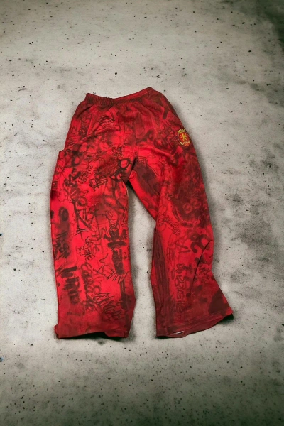 Pre-owned Balenciaga Skater Graffiti Pants Red