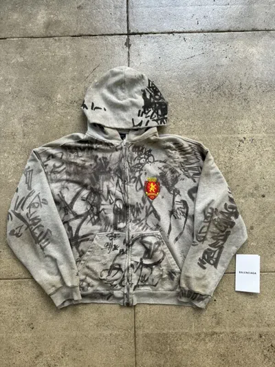 Pre-owned Balenciaga Skater Zip Up Hoodie Grey | ModeSens Pre-owned Balenciaga Skater Zip Up Hoodie Grey | ModeSens