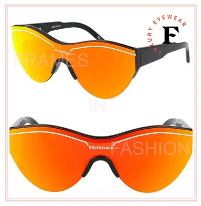 Pre-owned Balenciaga Ski 0004 Black Orange Shield Mask Fashion Sunglasses Bb0004s Unisex