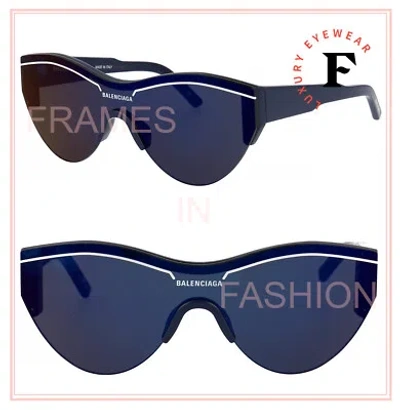 Pre-owned Balenciaga Ski 0004 Navy Blue Shield Mask Fashion Sunglasses Bb0004s Unisex 010