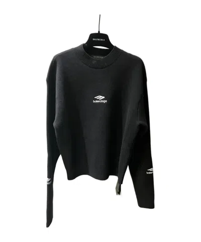 Balenciaga Round Neck Sweater In Black