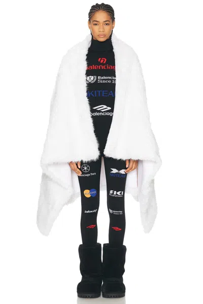 Balenciaga Ski Fake Fur Blanket In White & Black