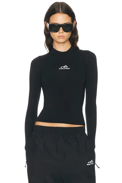 Balenciaga Ski Fitted Crewneck Top In Black