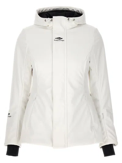 BALENCIAGA SKI HOURGLASS 3B SPORTS ICON PUFFER JACKETS WHITE