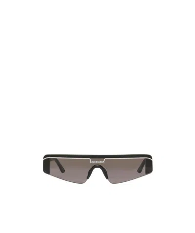 Balenciaga Ski Rectangular-frame Sunglasses In 001 Black Black Grey