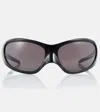 Balenciaga Acetate Mask Sunglasses In Shiny Black