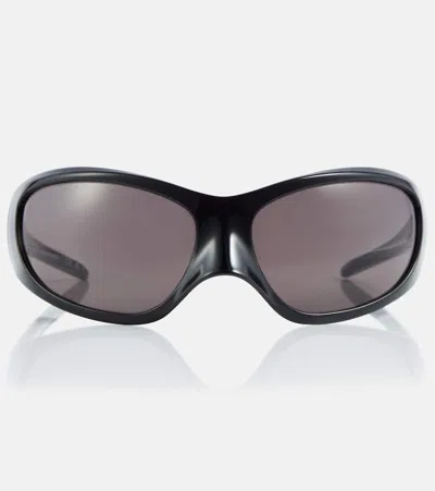 Balenciaga Acetate Mask Sunglasses In Shiny Black