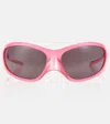 Balenciaga Oval Sunglasses In Shiny Opal Pink