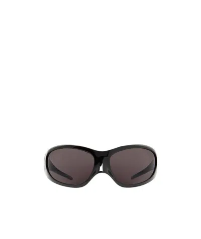 Balenciaga Skin Xxl Round-frame Sunglasses In Black