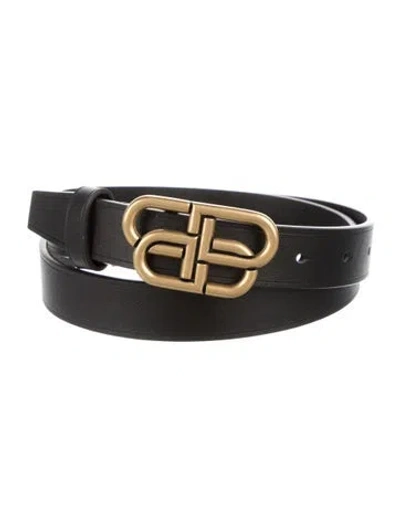 Pre-owned Balenciaga Skinny Leather Belt In Black