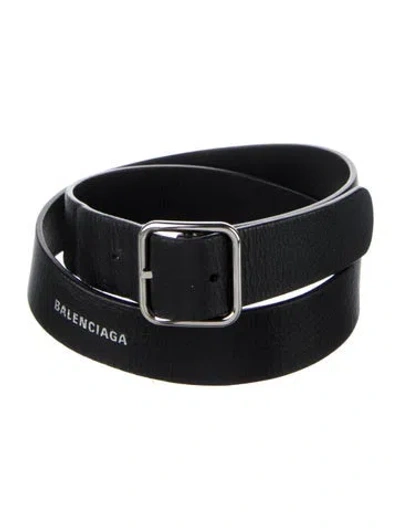 Pre-owned Balenciaga Skinny Leather Belt In Black