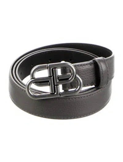 Pre-owned Balenciaga Skinny Leather Belt In Gray