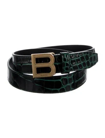 Pre-owned Balenciaga Skinny Leather Belt In Green