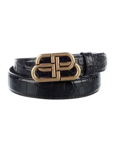 Pre-owned Balenciaga Skinny Leather Belt Kit In Black