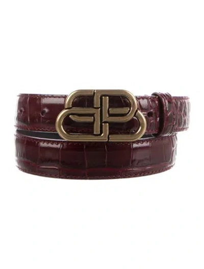 Pre-owned Balenciaga Skinny Leather Belt In Red