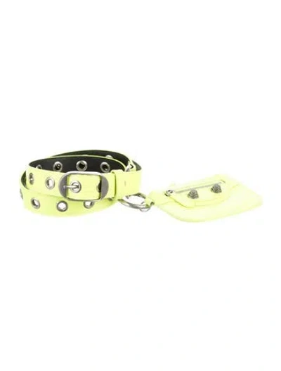 Pre-owned Balenciaga Skinny Leather Belt W/ Tags In Green