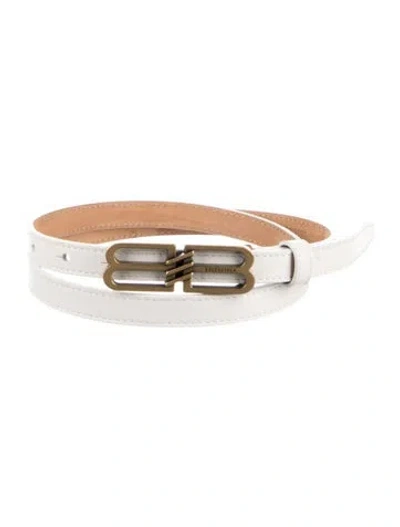Pre-owned Balenciaga Skinny Leather Belt In White