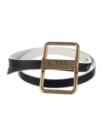 Pre-owned Balenciaga Skinny Leather Belt In White