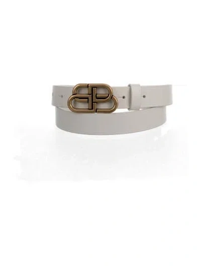 Pre-owned Balenciaga Skinny Leather Belt In White