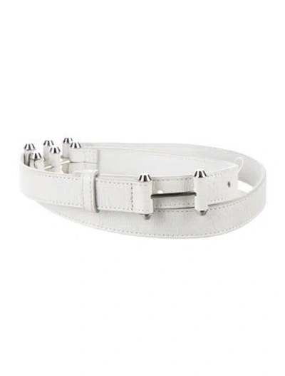 Pre-owned Balenciaga Skinny Leather Waist Belt In White