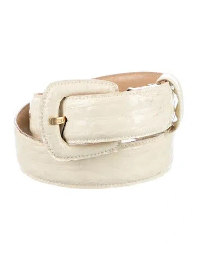 Pre-owned Balenciaga Skinny Patent Leather Waist Belt In Neutral