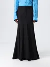 Balenciaga Women Godet Maxi Skirt In Virgin Wool In Black
