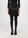 Balenciaga Women Black Long Pleaded Skirt With Belt In Tech Fabric Woman In Schwarz