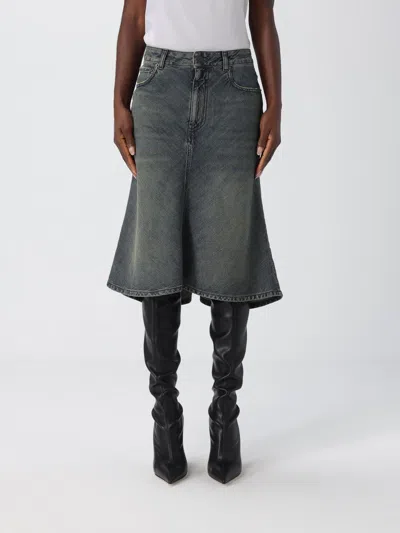 Balenciaga Godet Denim Skirt In Blue