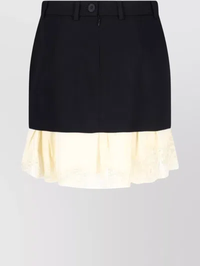 Balenciaga Skirt Belt Loops Button Detail Lace Trim In Black