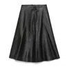 Balenciaga Leather Midi Skirt In Black