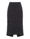 Balenciaga Black Tweed Midi Skirt In Black