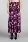 Balenciaga Pleated Floral Print Maxi Skirt In Viola