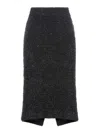 Balenciaga Cotton Tweed Knitted Midi Skirt In Negro