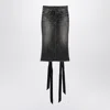 Balenciaga Denim Skirt With Laces Interwining In Black