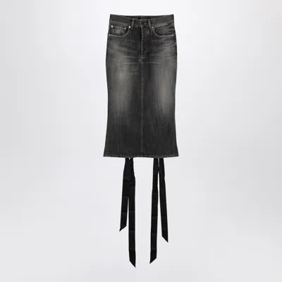 BALENCIAGA BALENCIAGA SKIRT WITH LACES IN SMOKY GREY DENIM