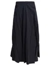 Balenciaga Elastic Waistband Midi Length Pleated Skirts In Blue