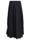 Balenciaga Elastic Waistband Midi Length Pleated Skirts In Black