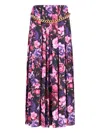 Balenciaga Pleated Floral Print Maxi Skirt In Purple