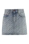Balenciaga Women Miniskirt With Logo In Blue