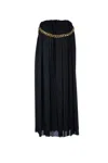 Balenciaga Black Long Pleaded Skirt With Belt In Tech Fabric Woman In Black